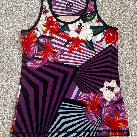 INKnBURN Tops - Women's Floral Tank Top - Purple and Red